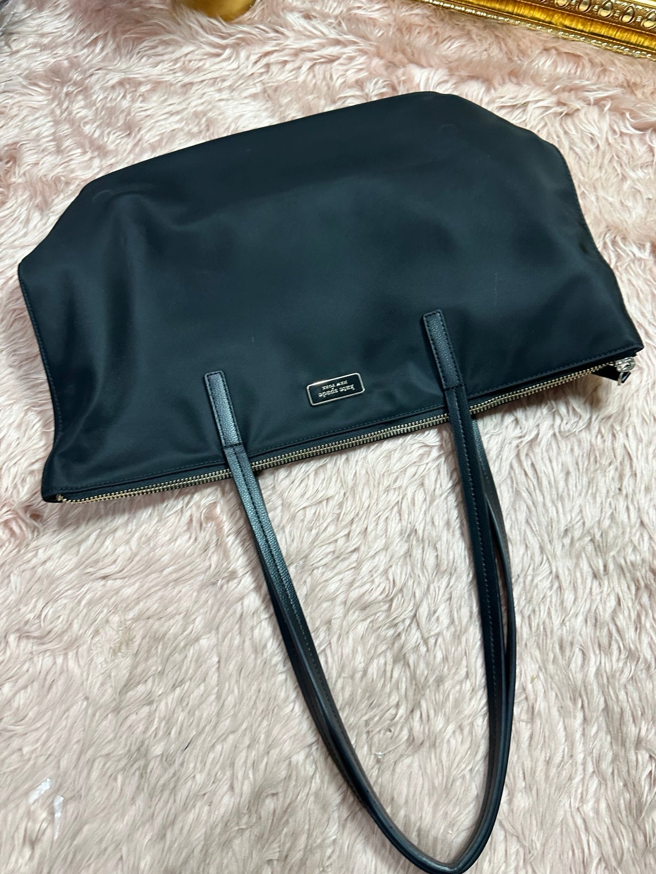 ORIG Preloved KS Kitt Nylon Medium Tote Black Bag