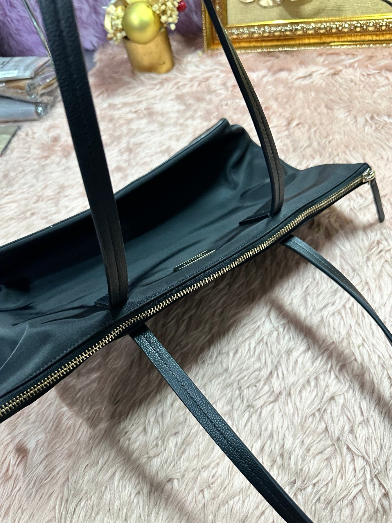 ORIG Preloved KS Kitt Nylon Medium Tote Black Bag