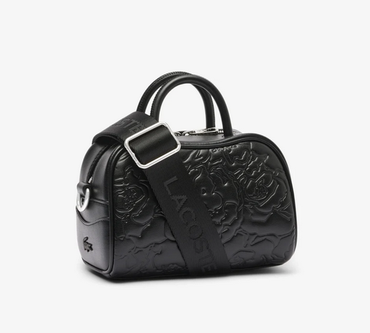 ORIG & IMPORTED LACOSTE Mini Lora Leather Bag Embossed Black