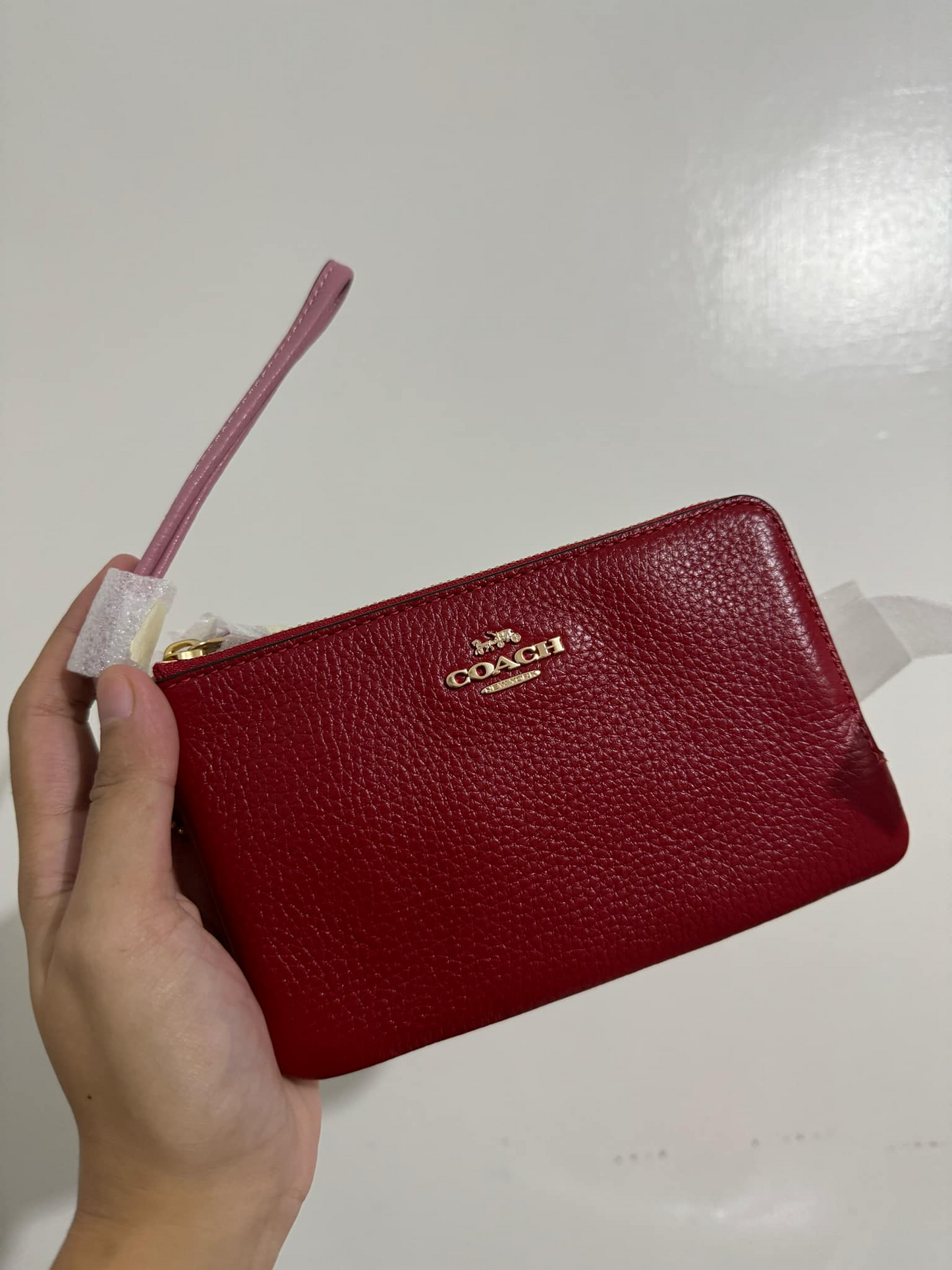 ORIG & IMPORTED COACH Medium Double Corner Zip Wallet In Red