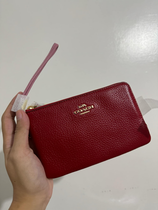 ORIG & IMPORTED COACH Medium Double Corner Zip Wallet In Red