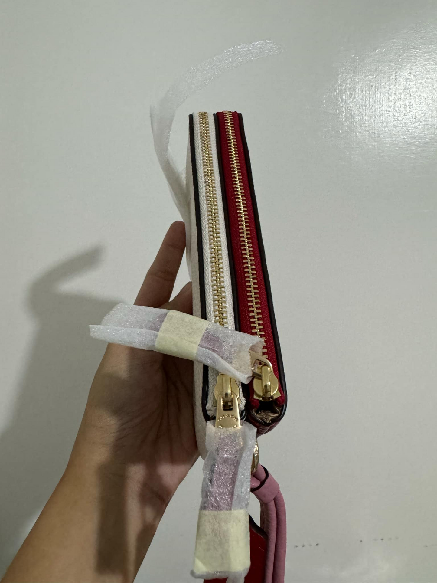 ORIG & IMPORTED COACH Medium Double Corner Zip Wallet In Red