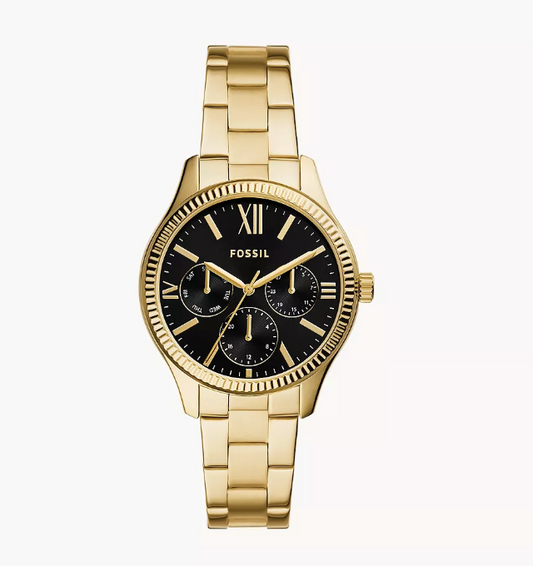 AUTHENTIC/ORIGINAL Preloved Rye Multifunction Gold-Tone Stainless Steel Women Watch