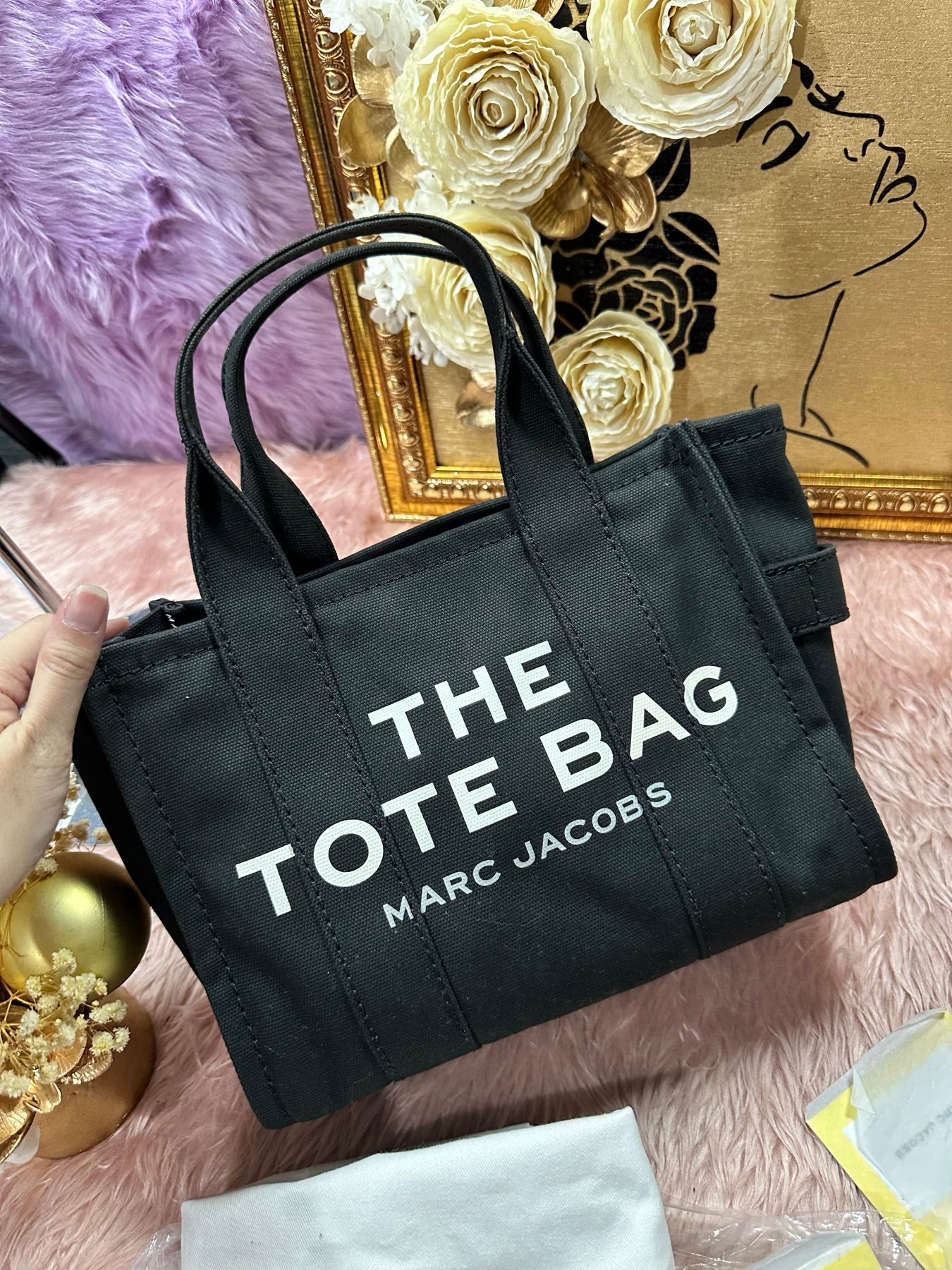 AUTHENTIC/ORIGINAL Preloved MJ The Small Tote Black Bag canvas