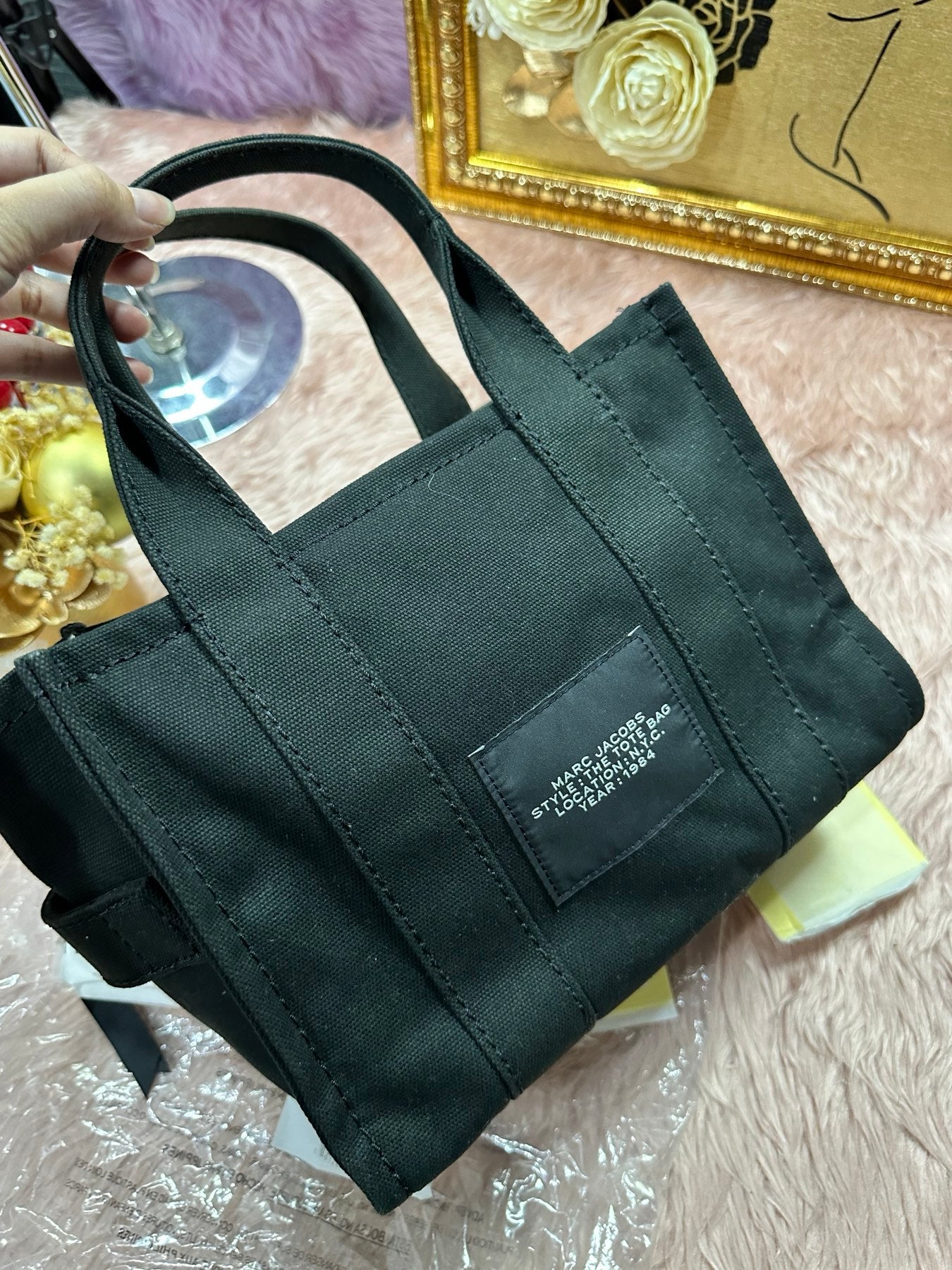 AUTHENTIC/ORIGINAL Preloved MJ The Small Tote Black Bag canvas