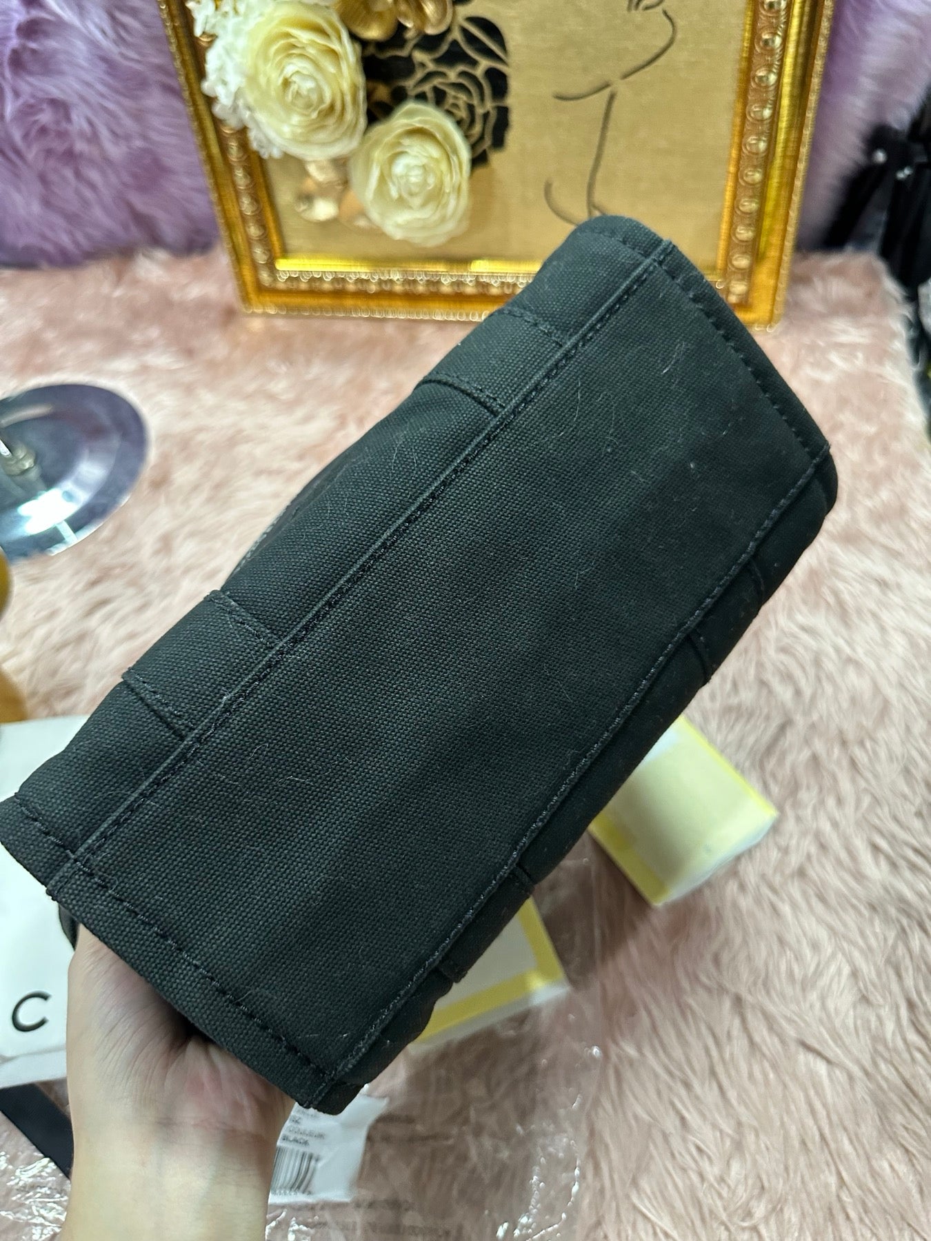 AUTHENTIC/ORIGINAL Preloved MJ The Small Tote Black Bag canvas