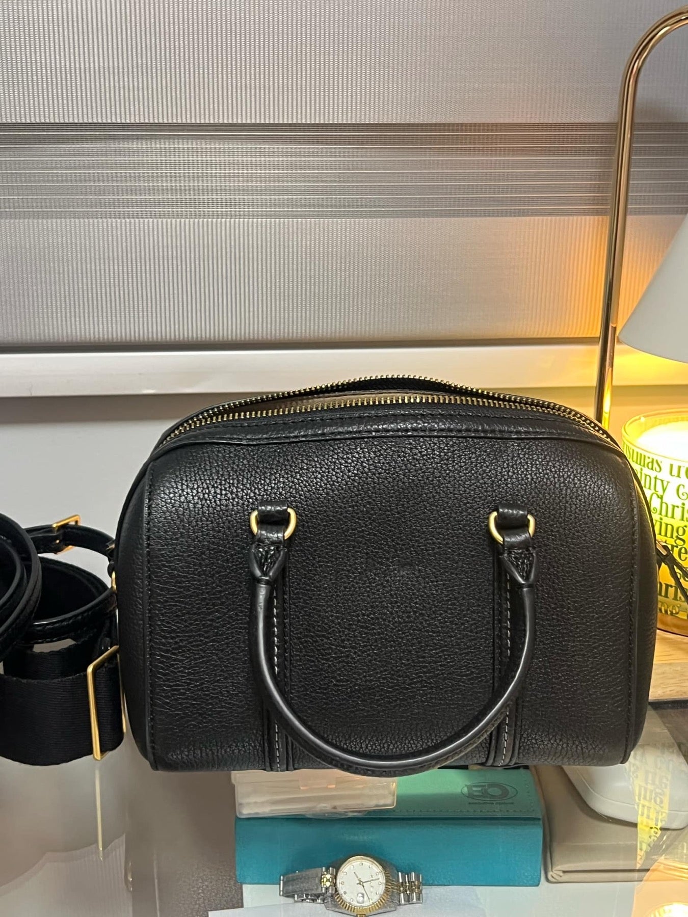 ORIG & IMPORTED Tory Burch Mini Thea Satchel Dome Duffle Black Bag