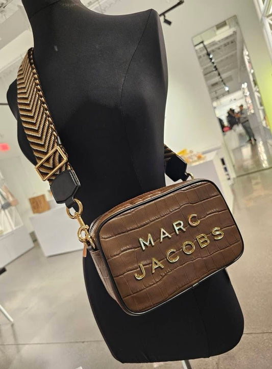 ORIG & IMPORTED Marc Jacobs Croc-Embossed Flash Crossbody Camera Bag in Dark Brown