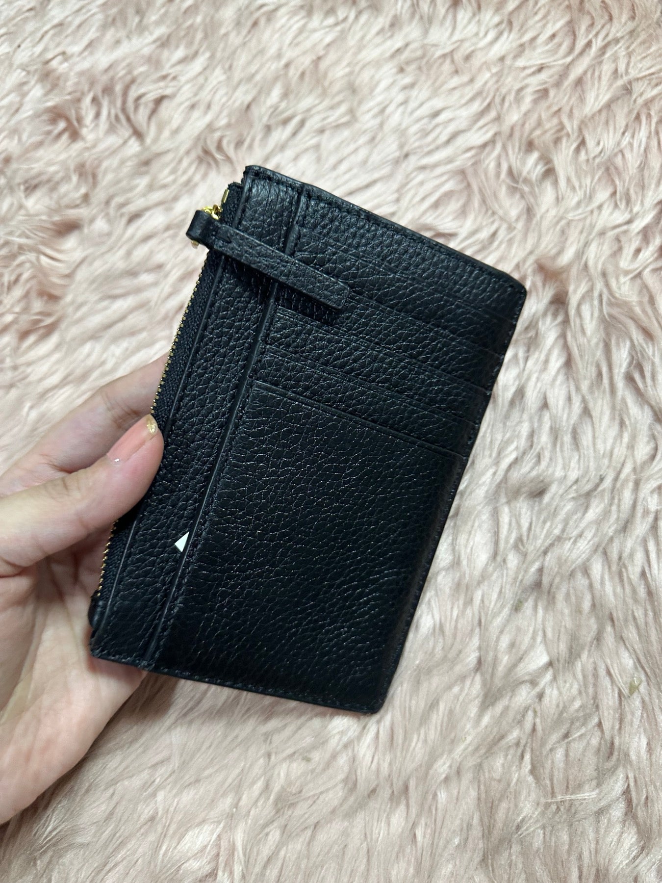 AUTHENTIC/ORIGINAL Preloved Tory Burch britten Zip Card Case holder Slim Black Wallet