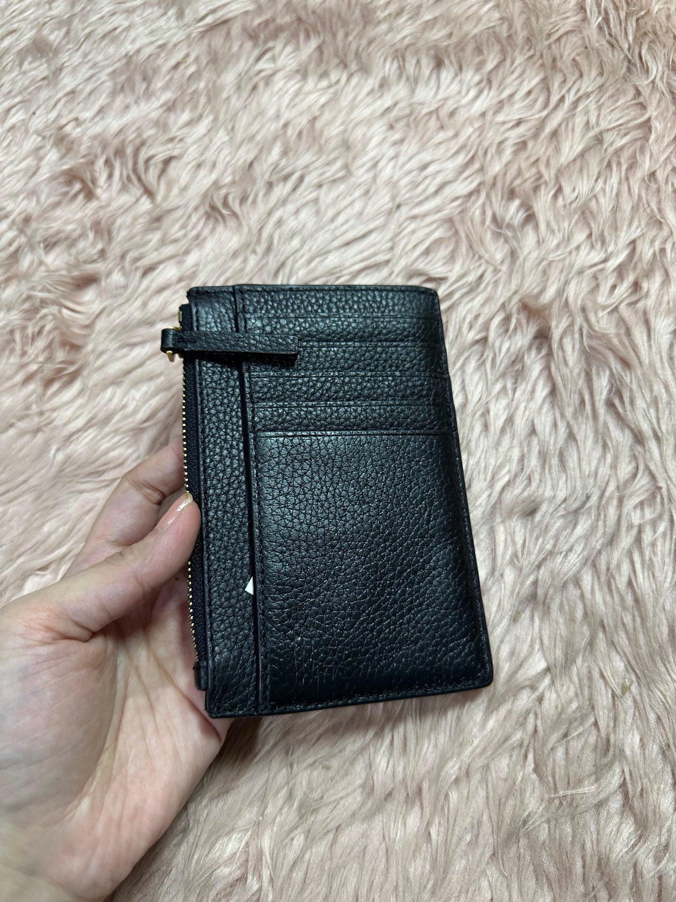 AUTHENTIC/ORIGINAL Preloved Tory Burch britten Zip Card Case holder Slim Black Wallet