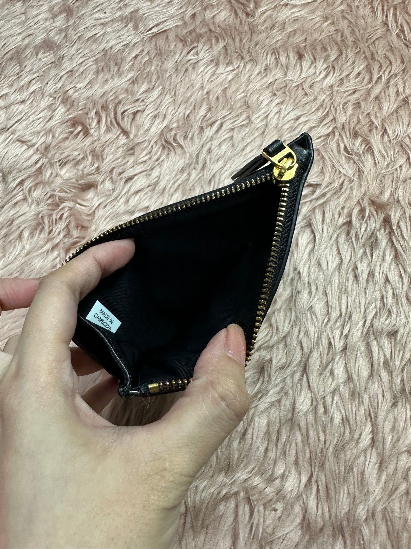 AUTHENTIC/ORIGINAL Preloved Tory Burch britten Zip Card Case holder Slim Black Wallet