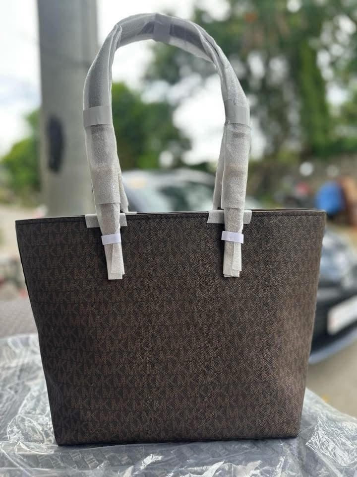 ORIG & IMPORTED Michael Kors Jet Set Travel Medium Double Pocket Tote Brown Bag