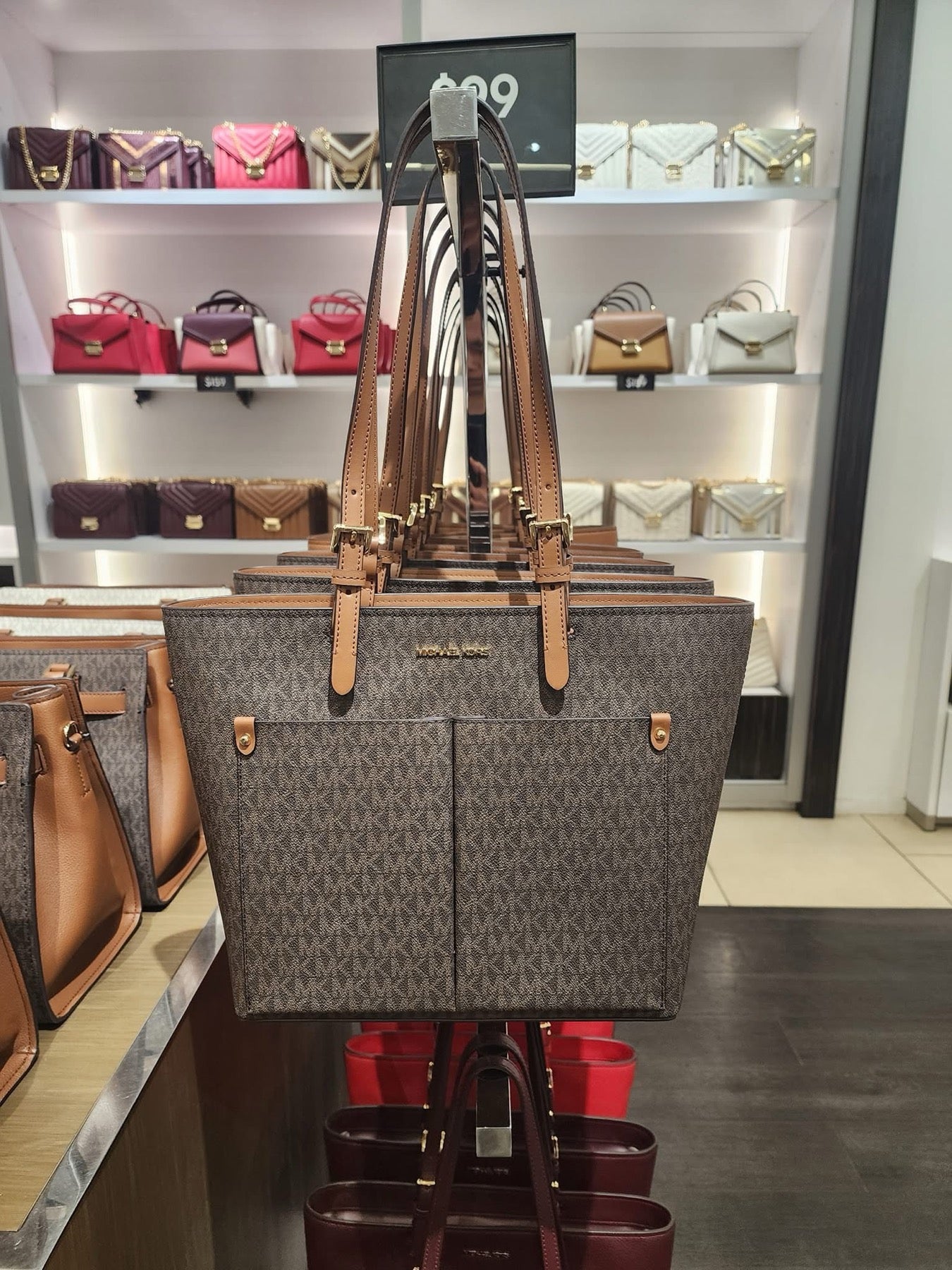 ORIG & IMPORTED Michael Kors Jet Set Travel Medium Double Pocket Tote Brown Bag