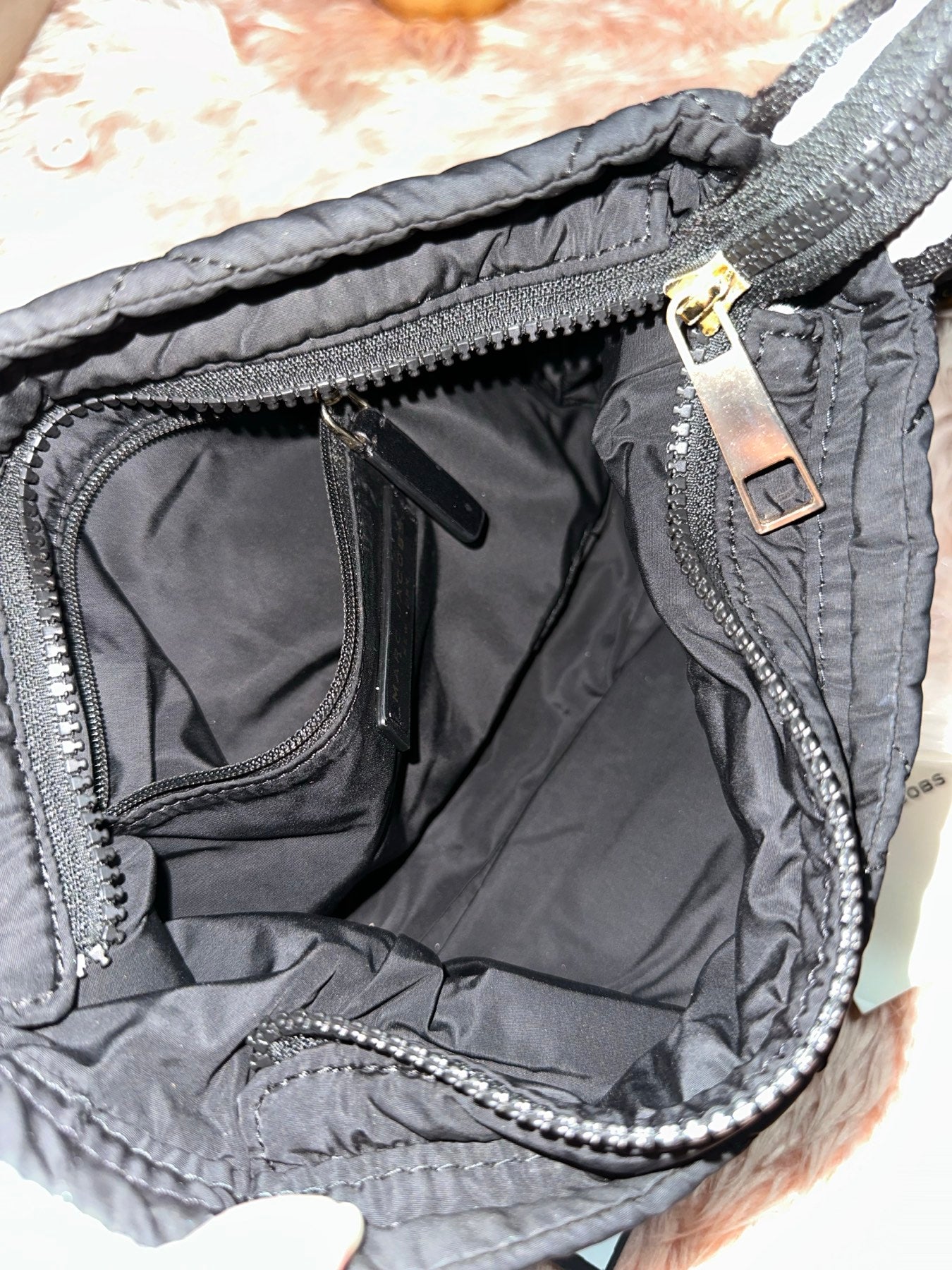 AUTHENTIC/ORIGINAL Preloved Marc Jacobs Quilted Fabric Messenger Nylon Crossbody Black Bag
