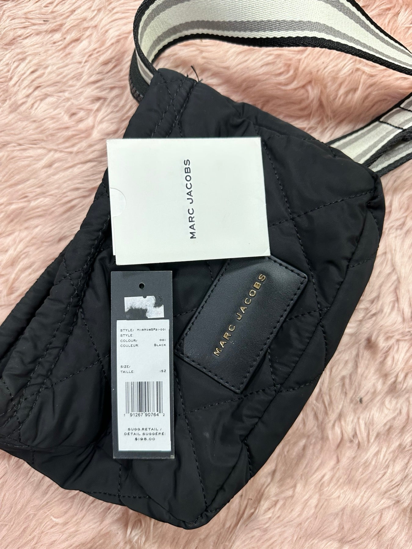 AUTHENTIC/ORIGINAL Preloved Marc Jacobs Quilted Fabric Messenger Nylon Crossbody Black Bag