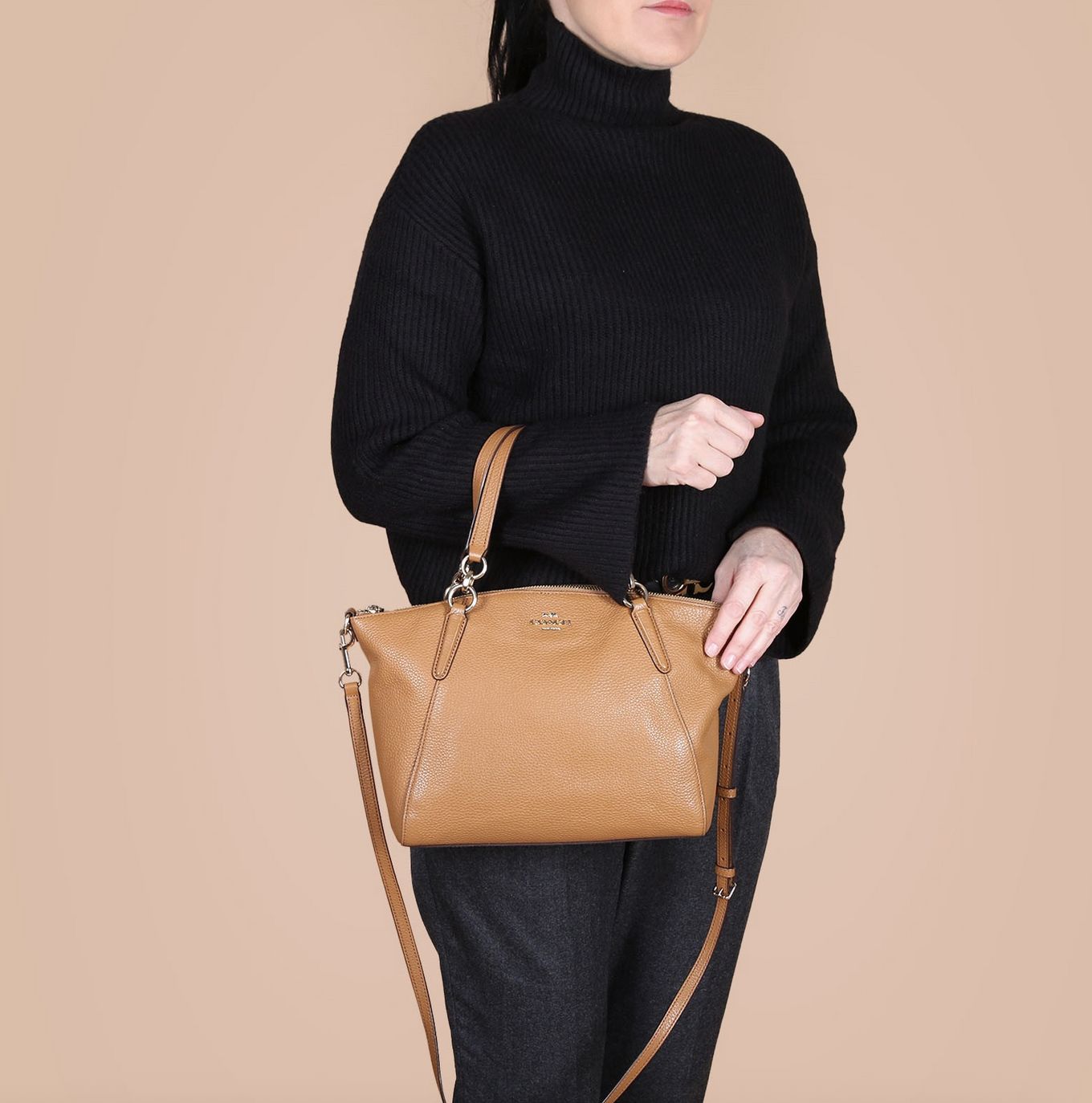 ORIG Preloved COACH Small Kelsey Satchel Beige Bag