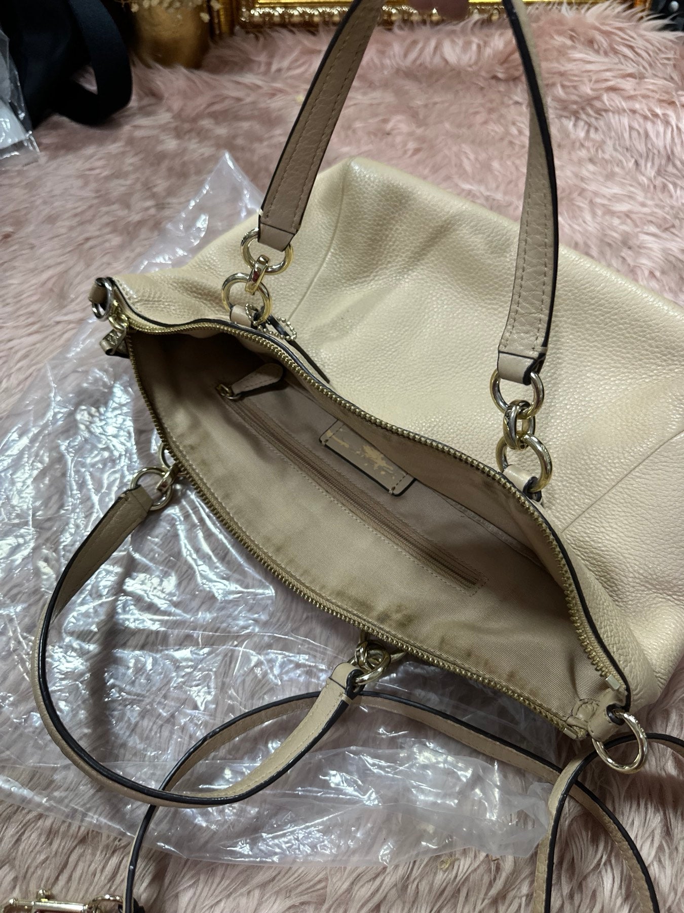 ORIG Preloved COACH Small Kelsey Satchel Beige Bag