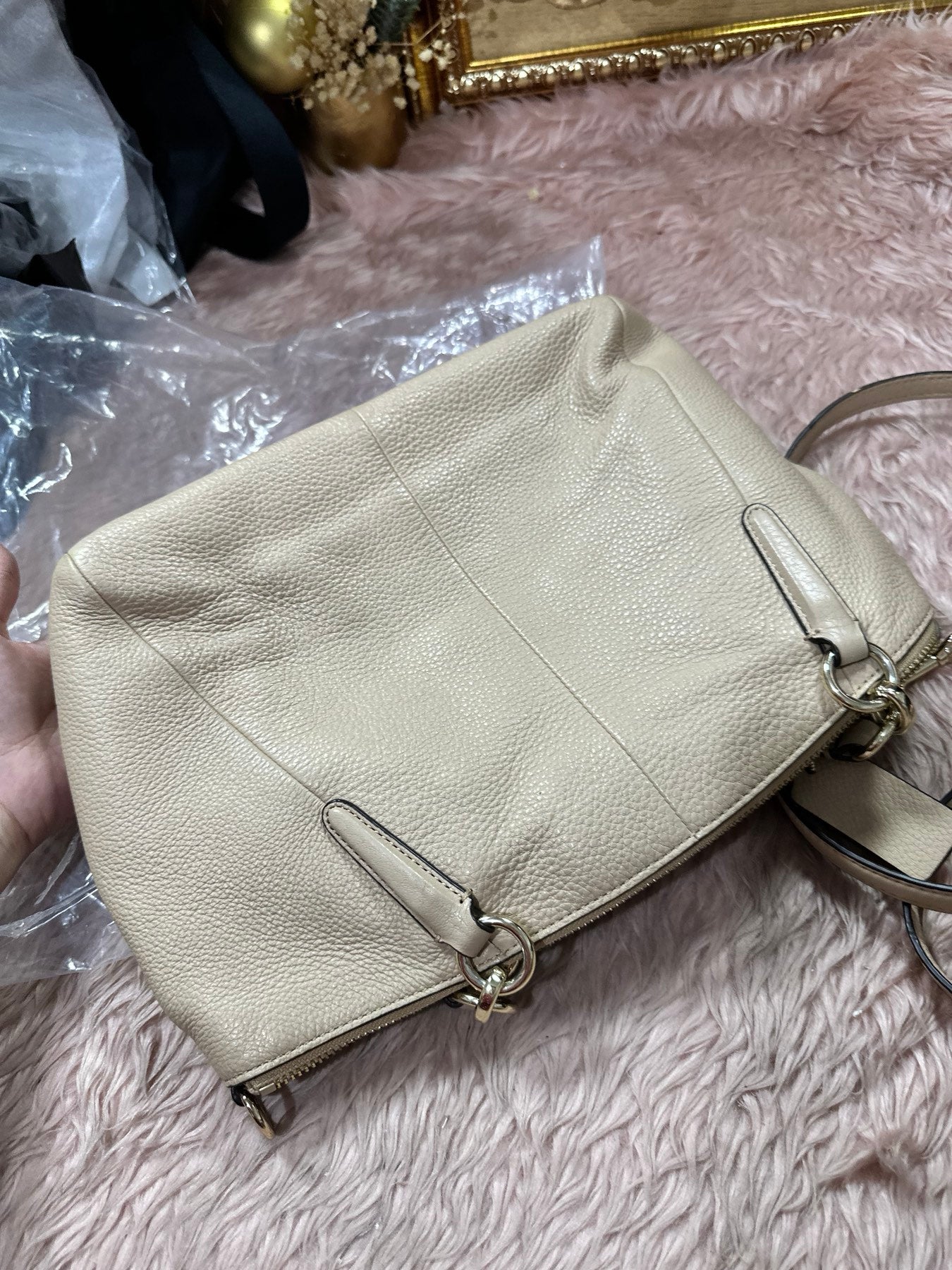 ORIG Preloved COACH Small Kelsey Satchel Beige Bag