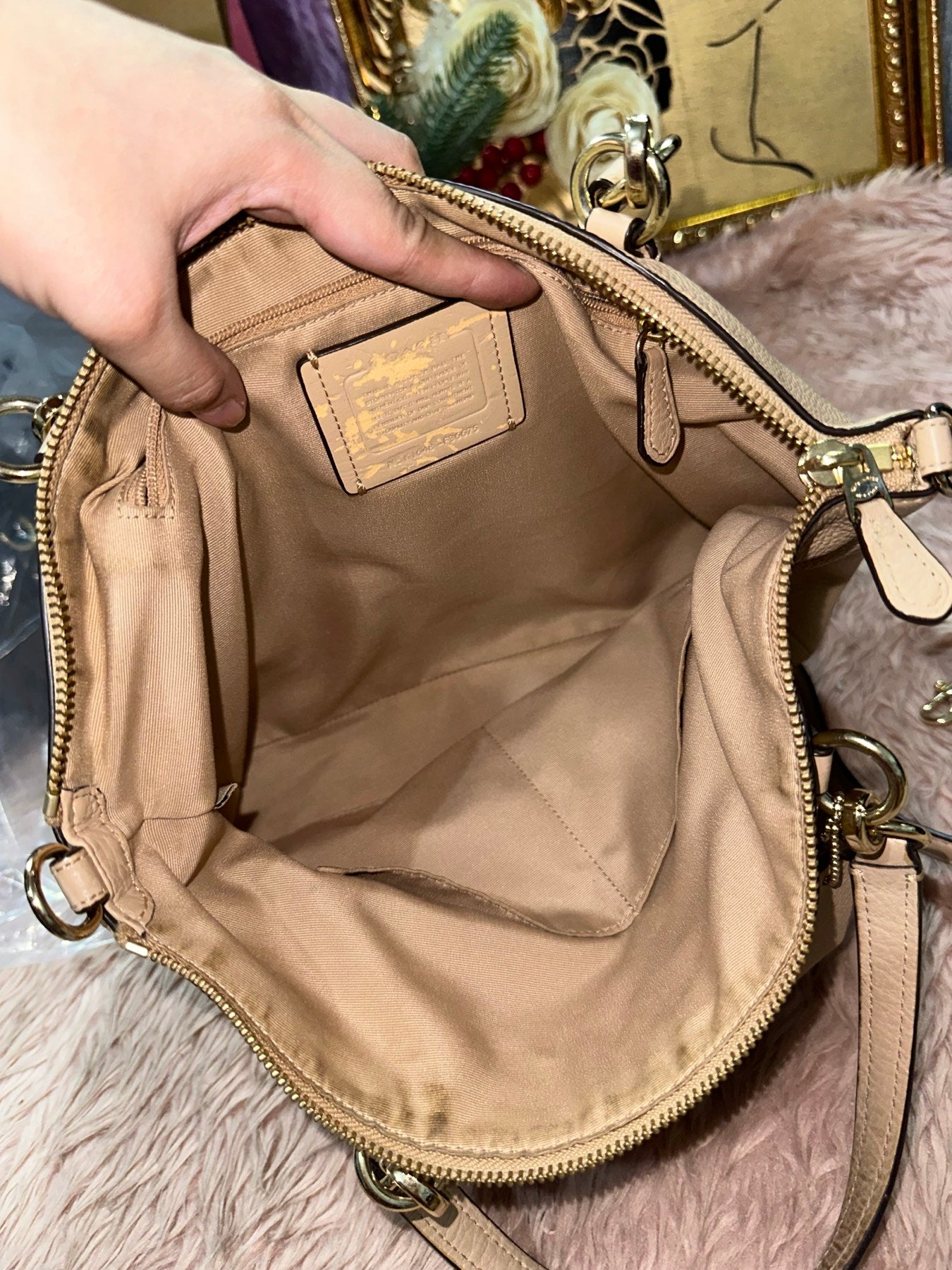 ORIG Preloved COACH Small Kelsey Satchel Beige Bag