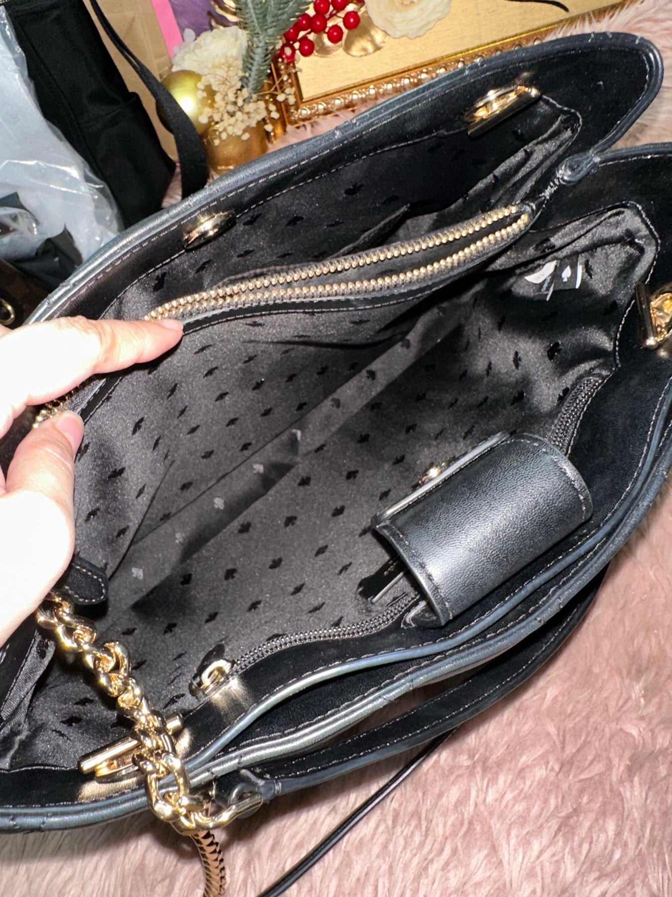 ORIG Preloved KATE SPADE KS Large Carey Black Quilted Tote Bag
