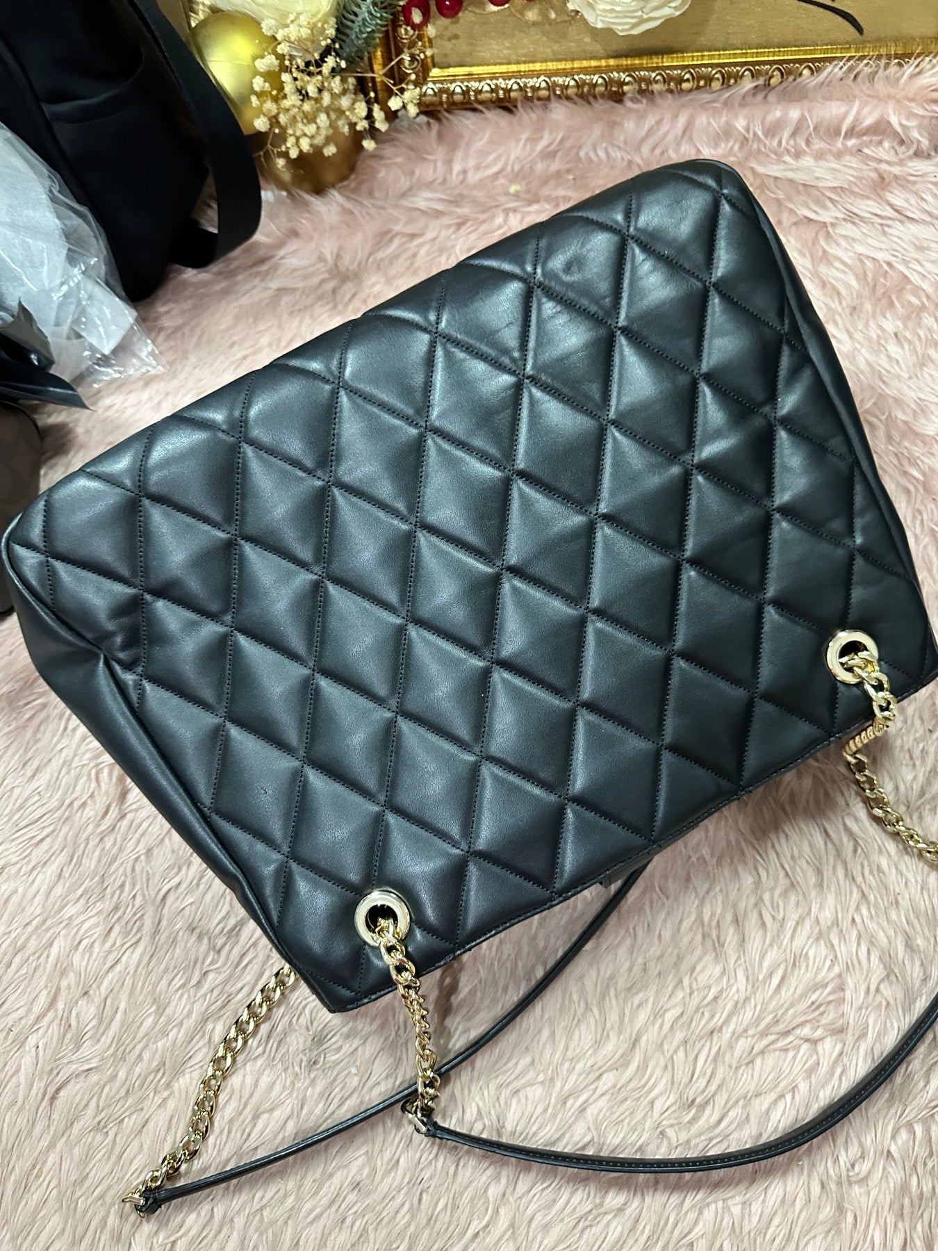 ORIG Preloved KATE SPADE KS Large Carey Black Quilted Tote Bag