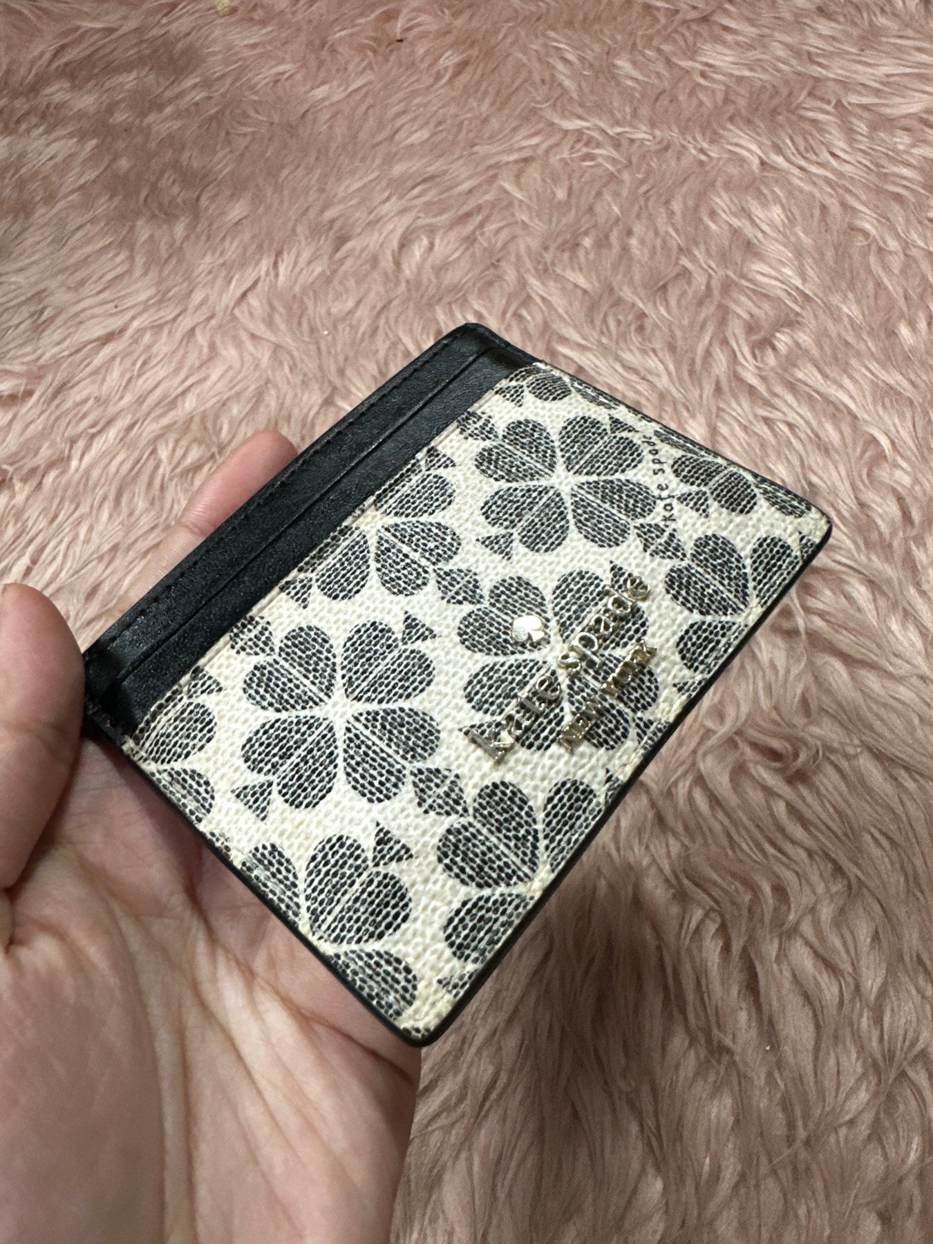 ORIG Preloved Kate Spade KS Spade Flower Small Slim Card Holder Wallet