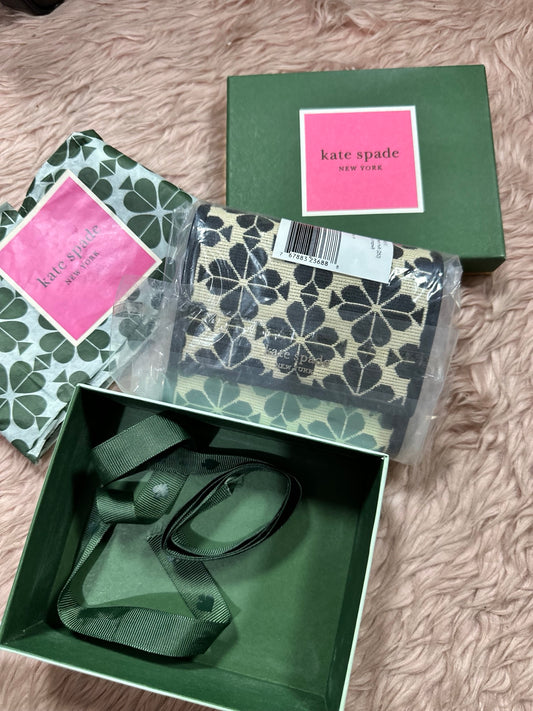ORIG Preloved Kate Spade KS Spade flower jacquard small zip wallet bifold retail wallet