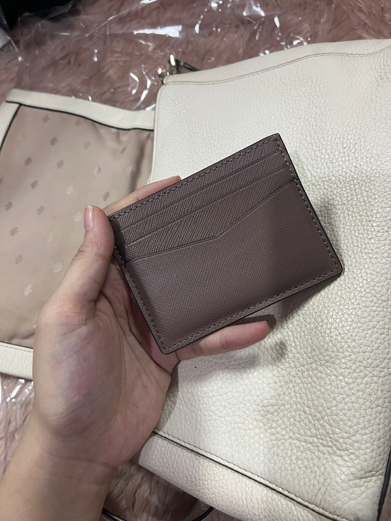 ORIG Preloved Kate Spade KS Staci Small Slim Card Holder Brown Wallet