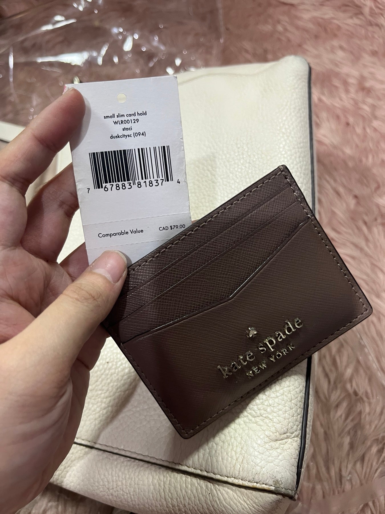 ORIG Preloved Kate Spade KS Staci Small Slim Card Holder Brown Wallet