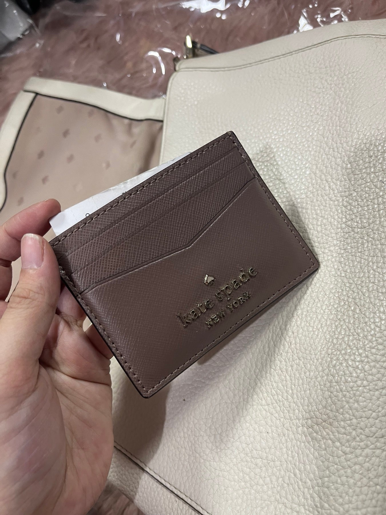 ORIG Preloved Kate Spade KS Staci Small Slim Card Holder Brown Wallet