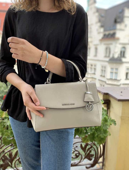 ORIG Preloved MICHAEL KORS MK Grey Medium Ava Top Handle Bag