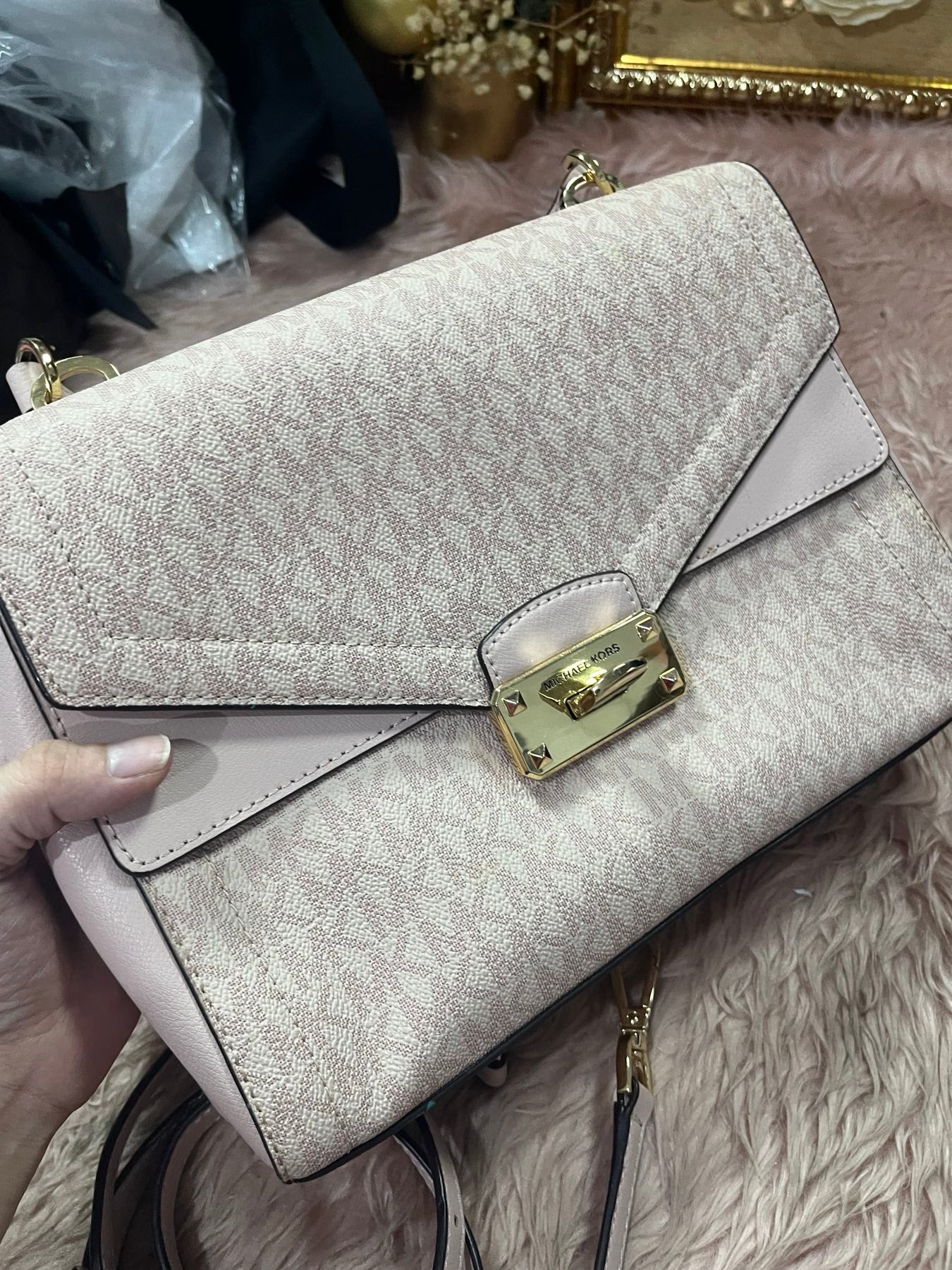 ORIG Preloved MICHAEL KORS MK Sloan Medium Top Handle Satchel Pink Bag