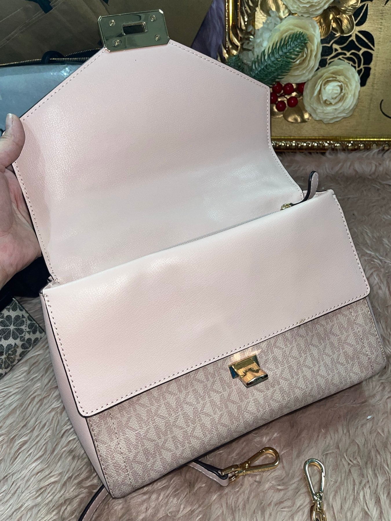 ORIG Preloved MICHAEL KORS MK Sloan Medium Top Handle Satchel Pink Bag