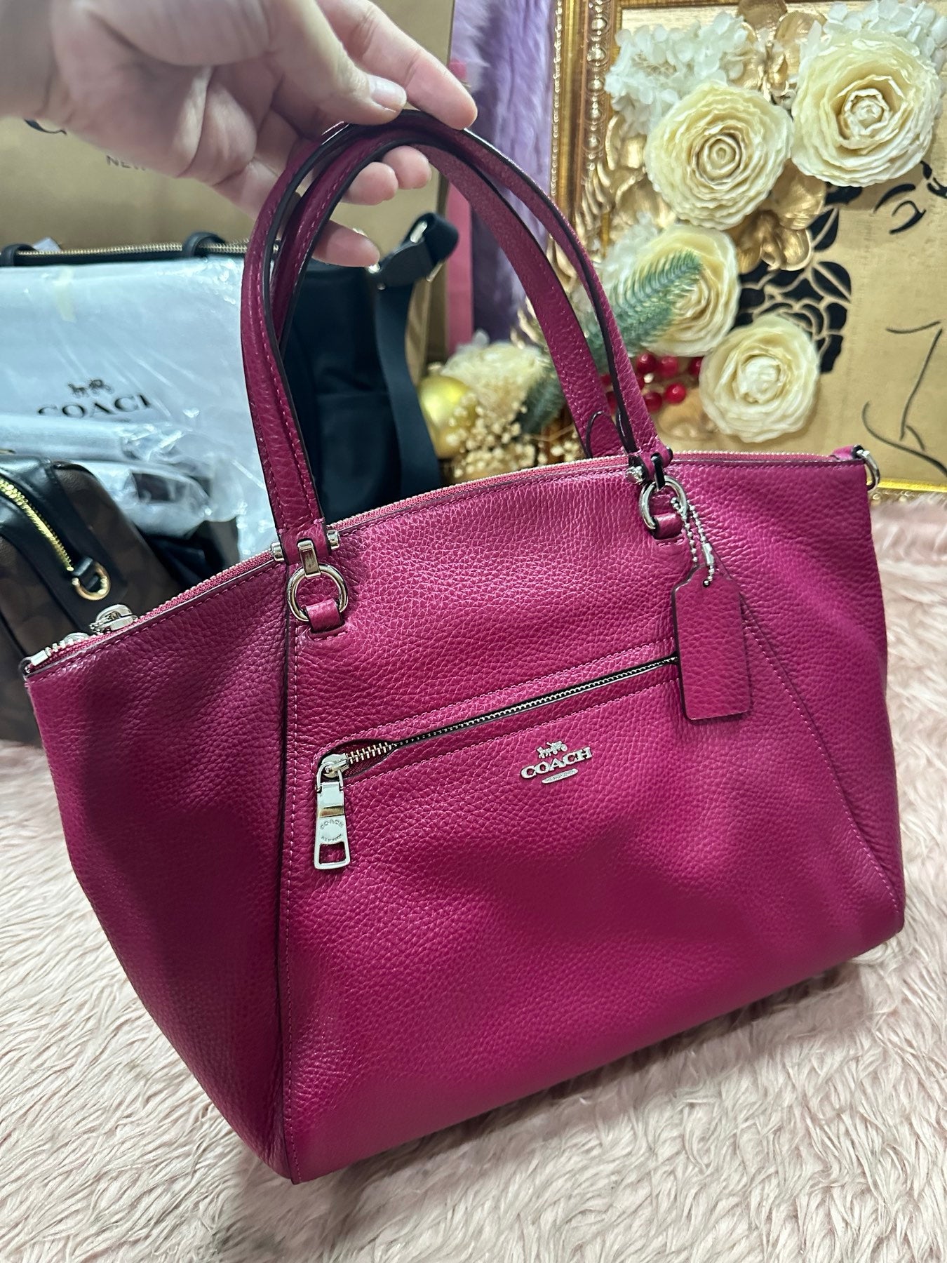 ORIG & IMPORTED COACH Prairie Satchel Bag in Fuschia Pink