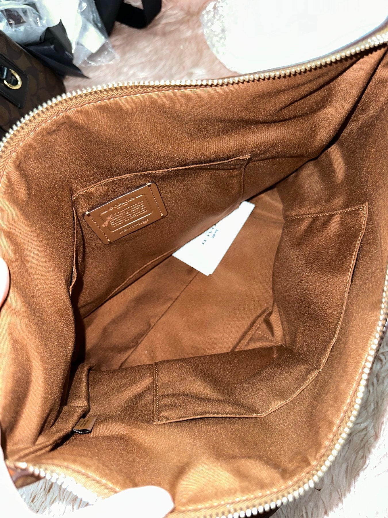 ORIG & IMPORTED COACH Zip Top Tote In Signature Canvas Khaki Brown Bag