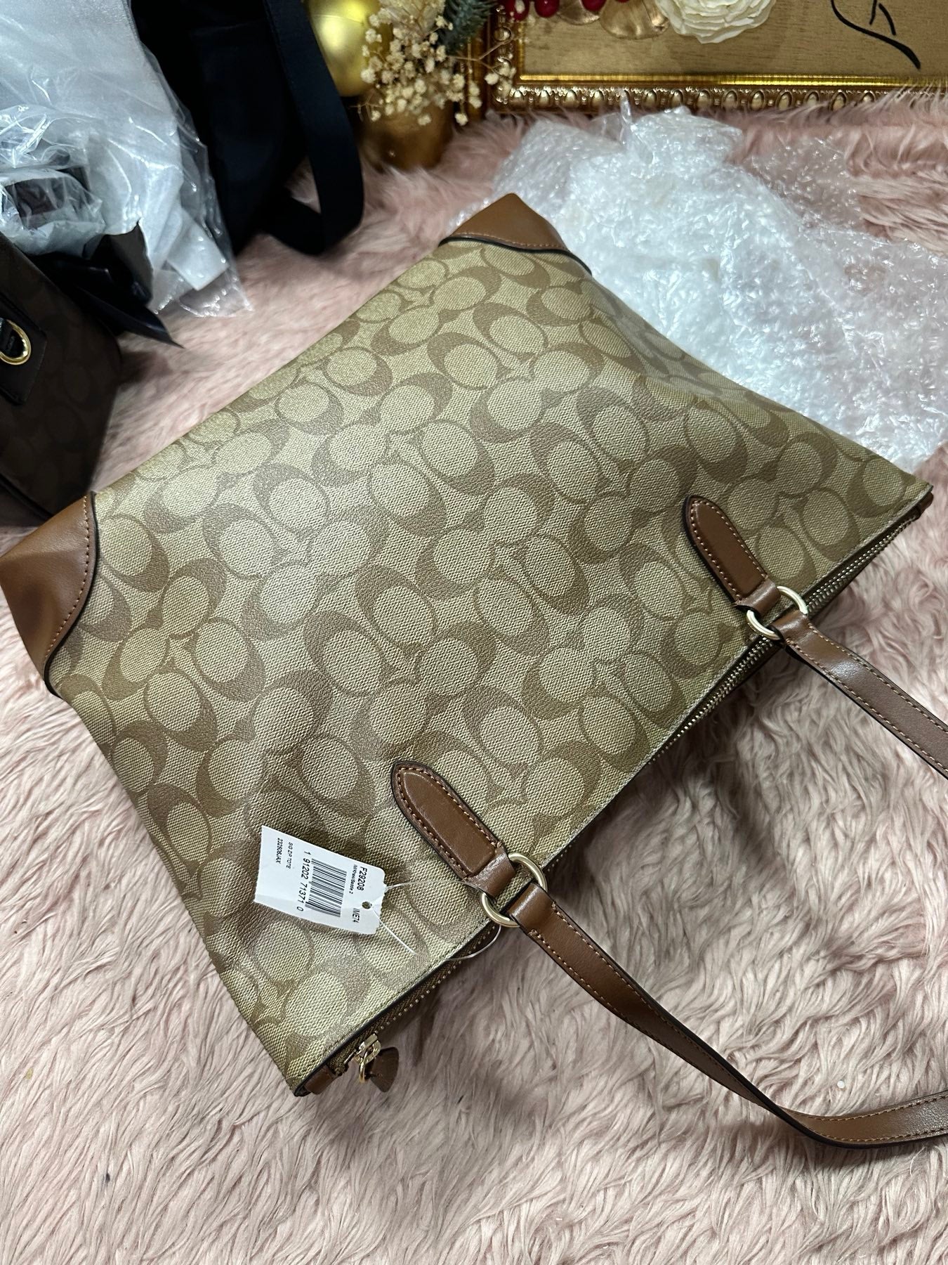 ORIG & IMPORTED COACH Zip Top Tote In Signature Canvas Khaki Brown Bag