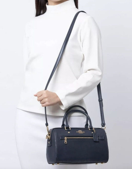 ORIG Preloved COACH Rowan Satchel Bag Navy Blue