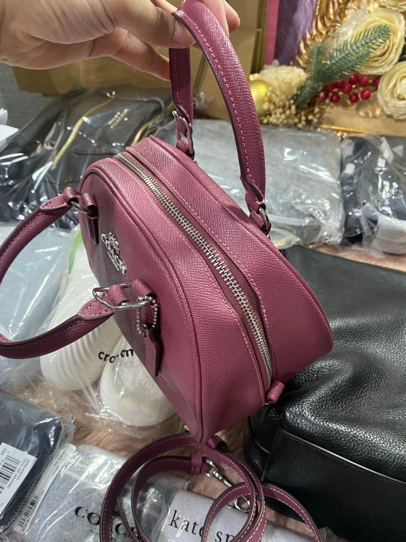 ORIG Preloved COACH Sydney Satchel Raspberry Pink Bag