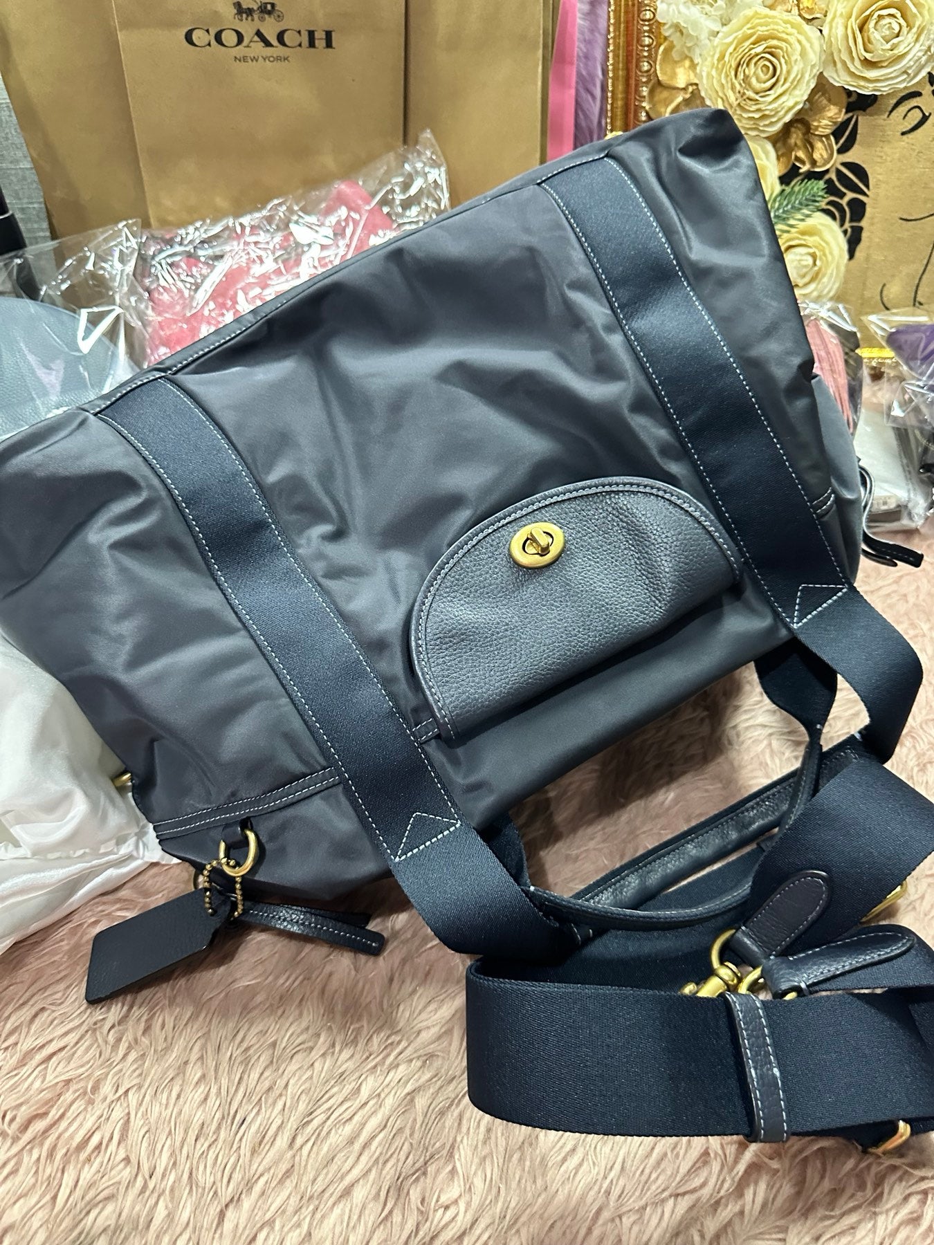 ORIG & IMPORTED RARE Coach Retail Cargo Weekender Nylon Large Travel Bag Black
