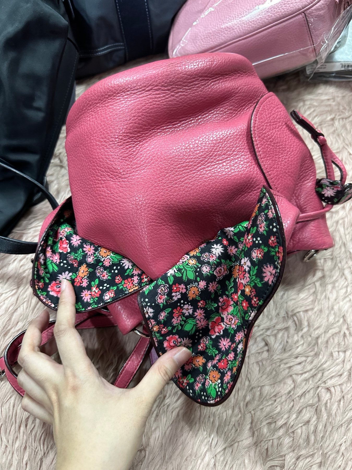 ORIG Preloved RARE Coach Drawstring Crossbody Petal Pink Bag