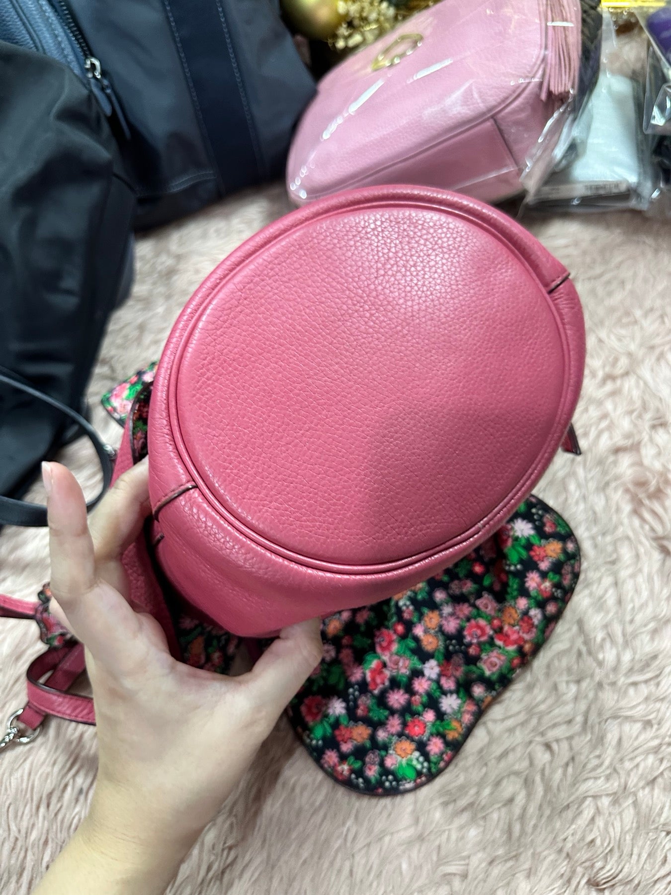 ORIG Preloved RARE Coach Drawstring Crossbody Petal Pink Bag