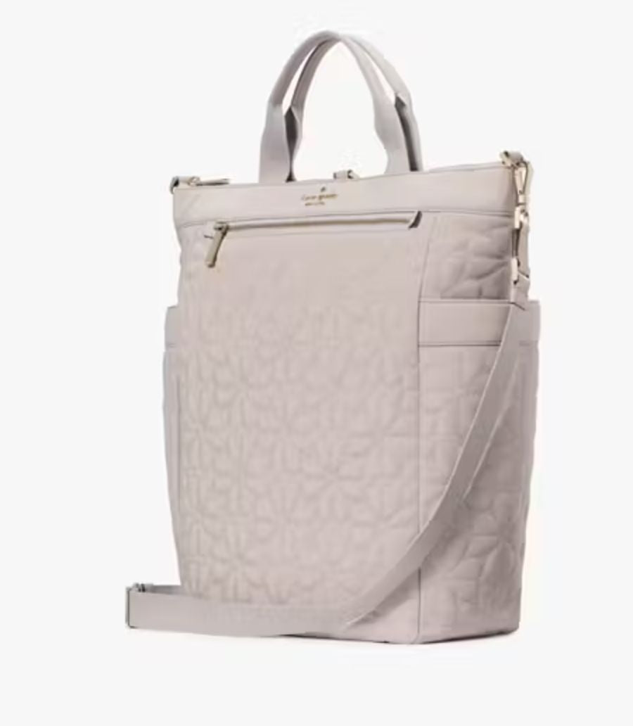 ORIG & IMPORTED KS Spade Flower Quilted Fabric Convertible Large Backpack Bag Pink/Black