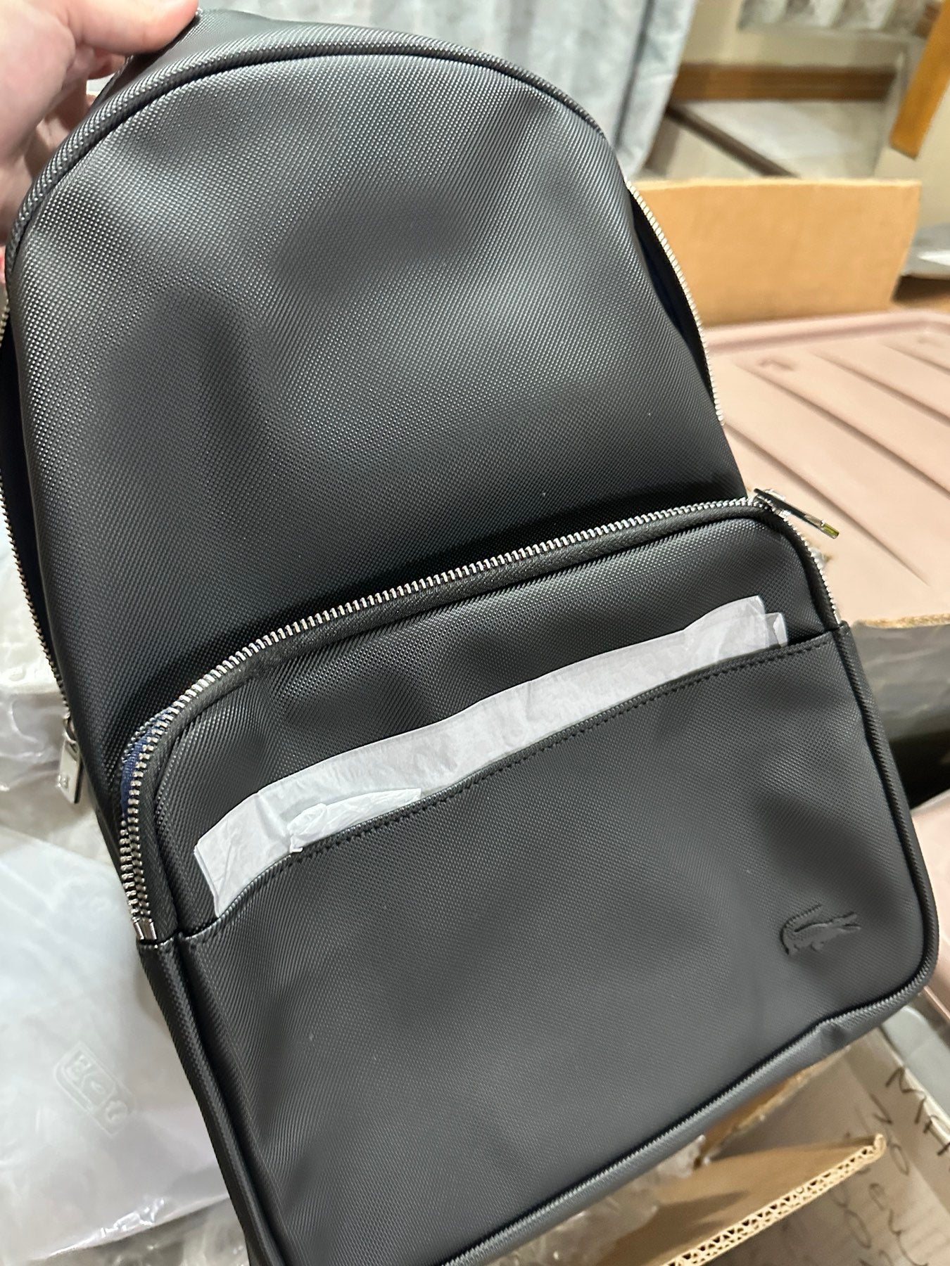 ORIG & IMPORTED LACOSTE Men's Petit Piqué Large Black Backpack
