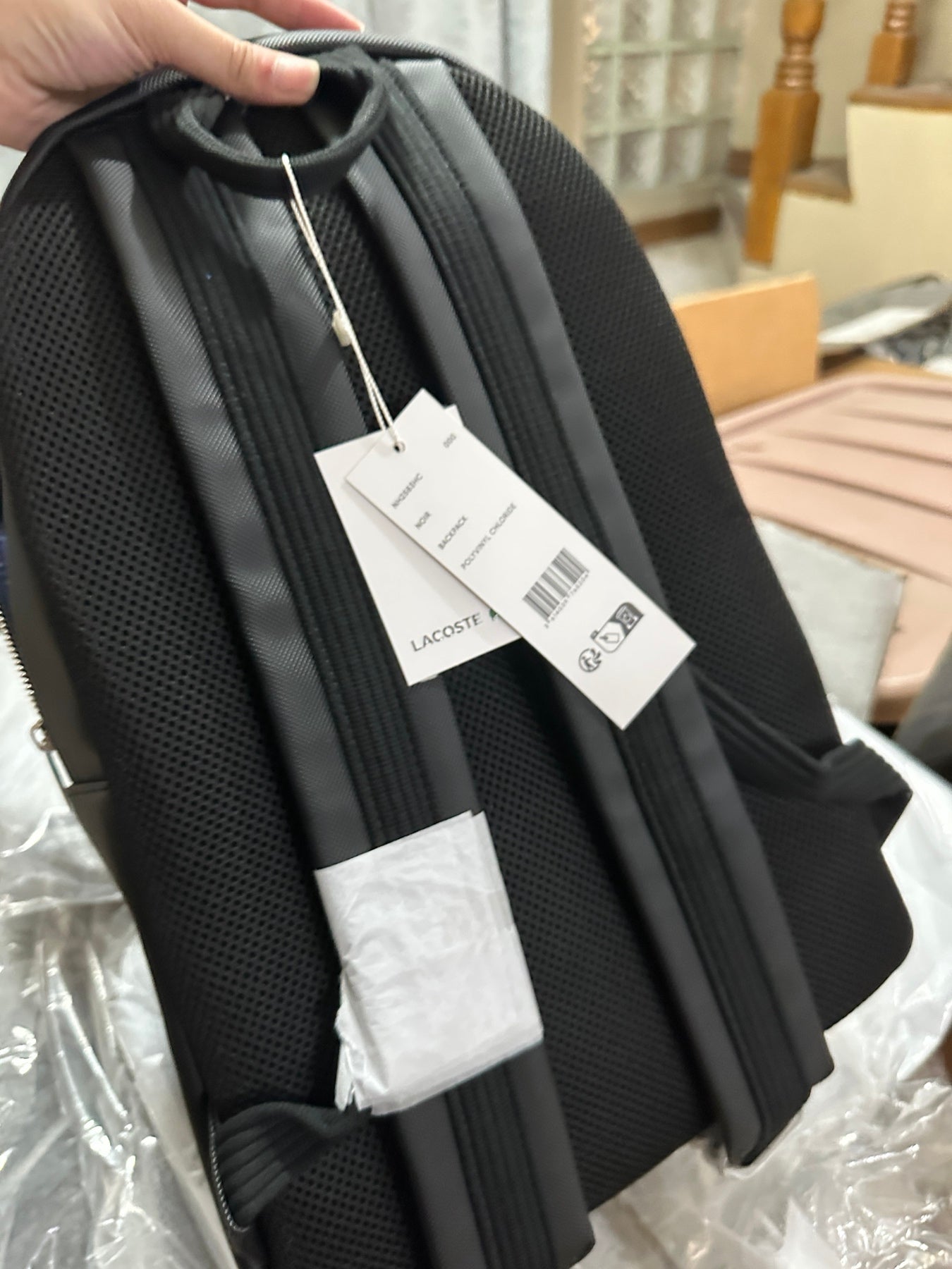 ORIG & IMPORTED LACOSTE Men's Petit Piqué Large Black Backpack