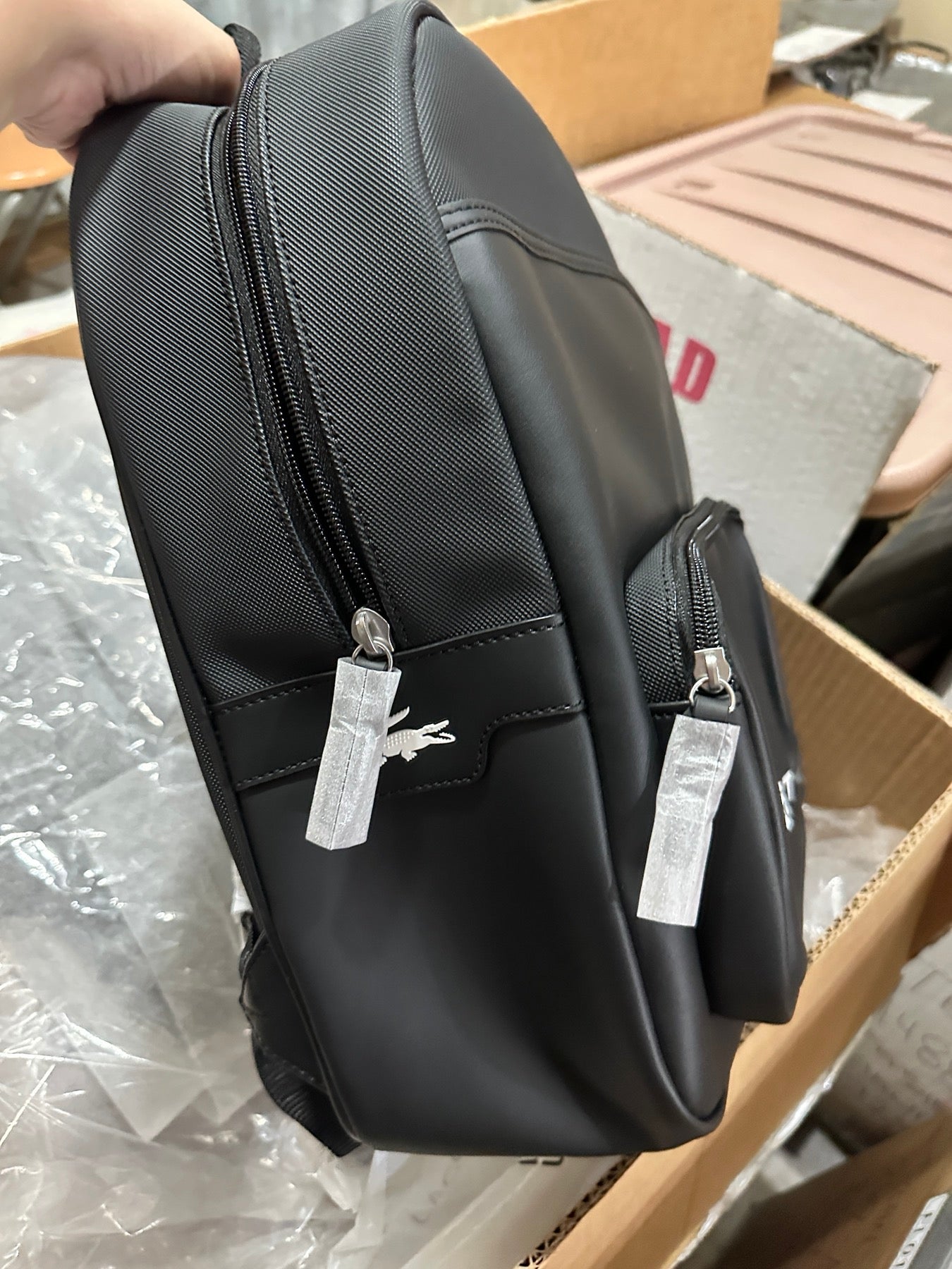 ORIG & IMPORTED LACOSTE Men's Ultimum Logo Petit Piqué Backpack Large Bag