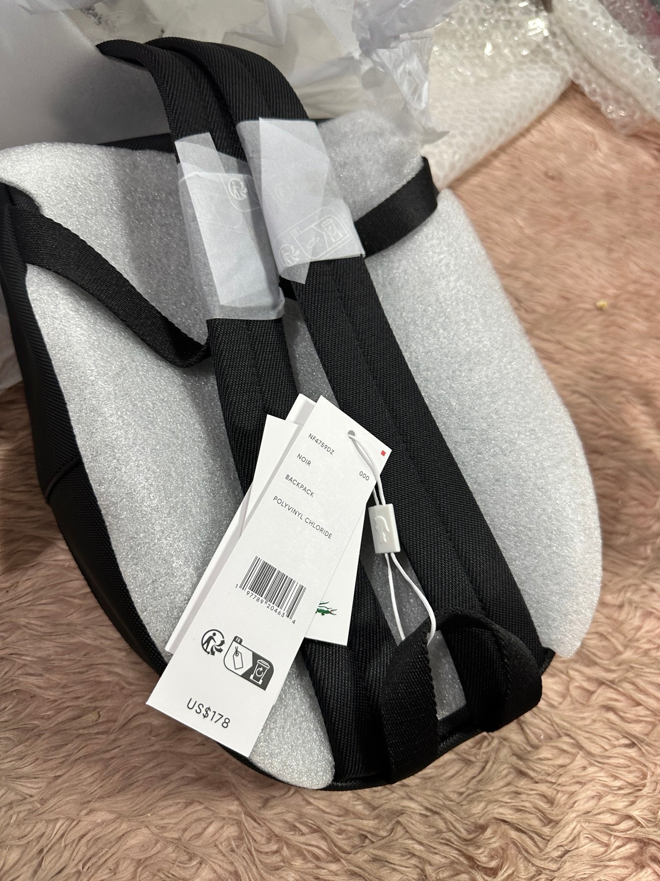 ORIG & IMPORTED LACOSTE Women's Daily City Medium Black Backpack Bag