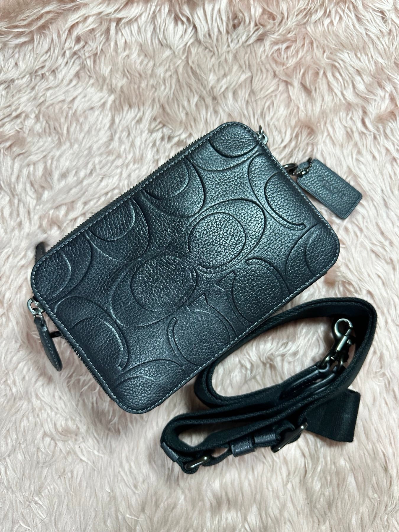 ORIG & IMPORTED Coach Charter Crossbody Small Men Black Bag 19 In Maxi Signature Leather