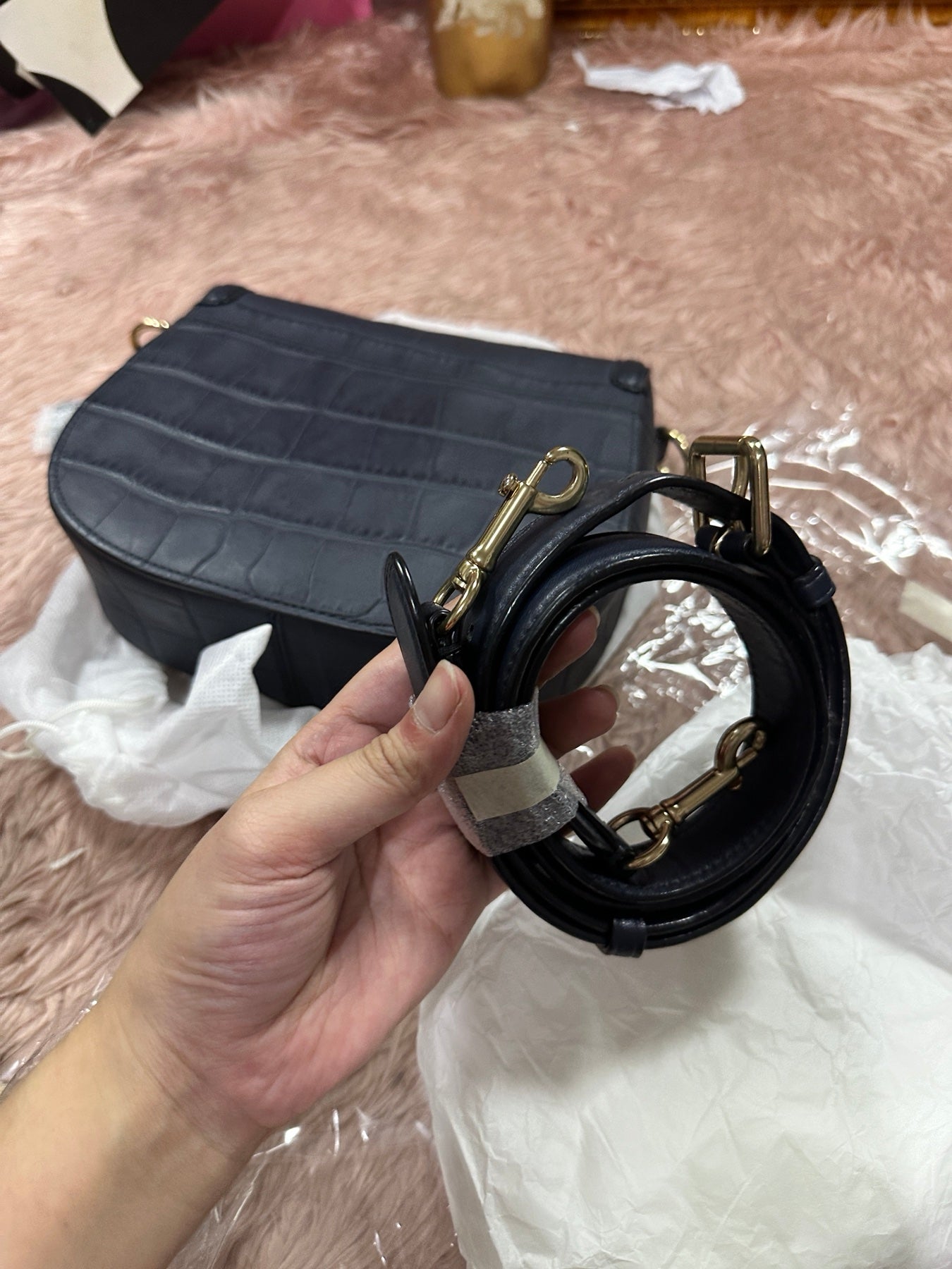 ORIG Preloved Coach Jade Saddle Blue Bag