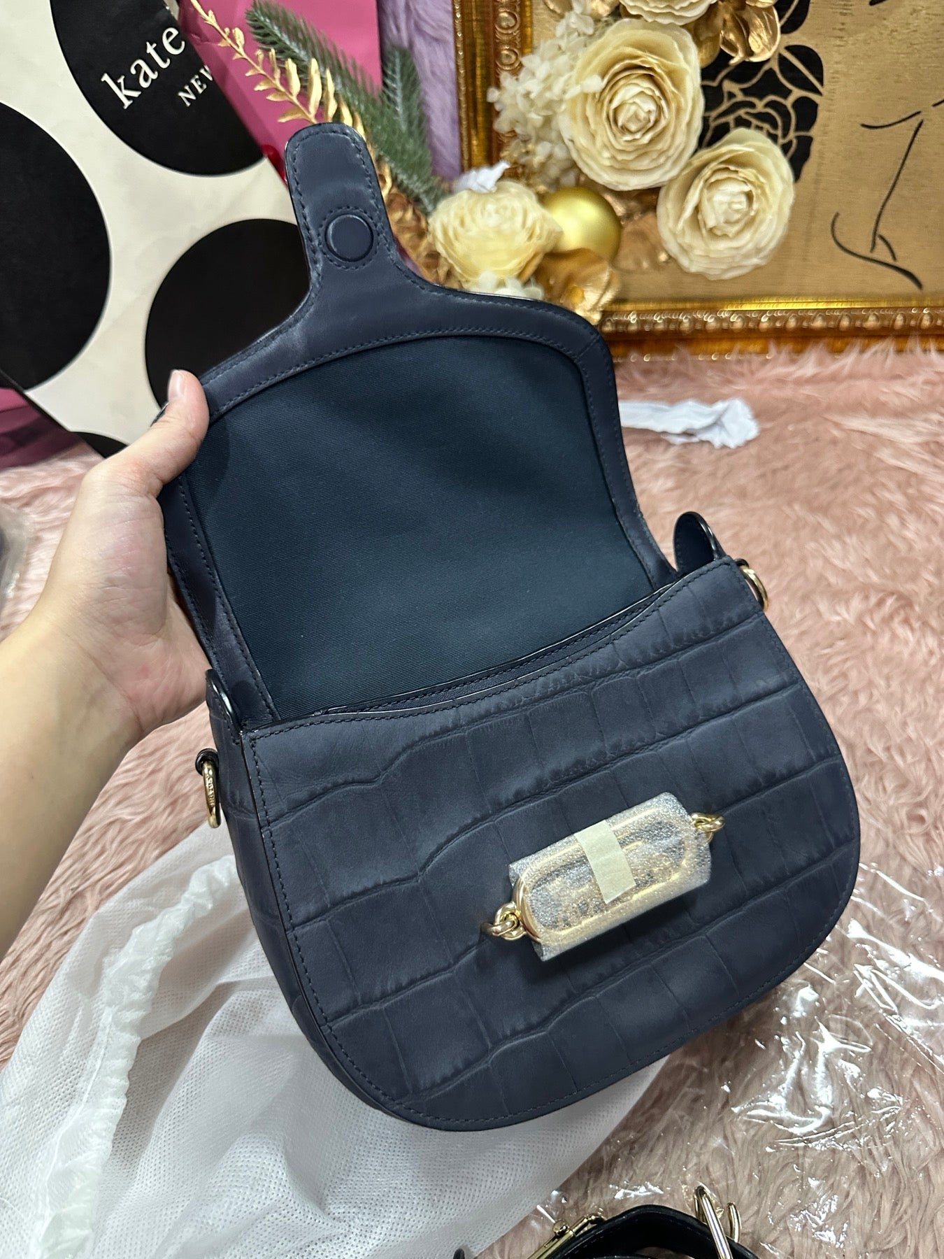 ORIG Preloved Coach Jade Saddle Blue Bag