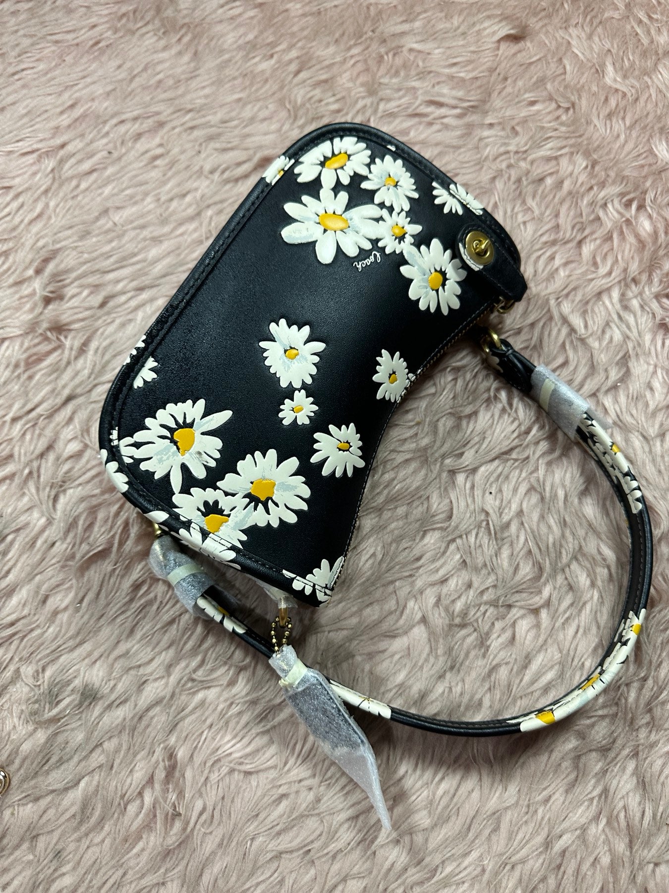 ORIG & IMPORTED Coach Swinger Bag 20 With Floral Print Small Black Bag